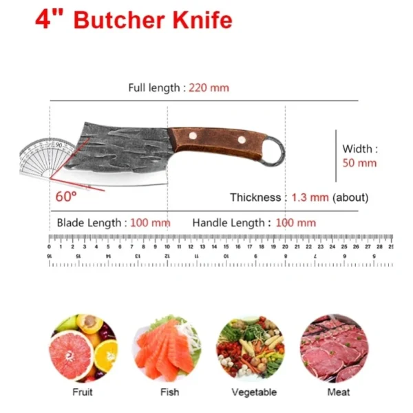 4" Hand-Forged Stainless Steel Mini Cleaver & Meat Boning Knife
