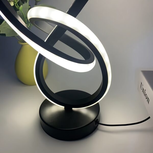 Modern LED Spiral Desk Lamp - Minimalist Twist Loop Table Light with 3 Adjustable Color Temperatures, Plug-in USB Decorative Bedside Accent Lamp for Bedroom, Living Room, and Office
