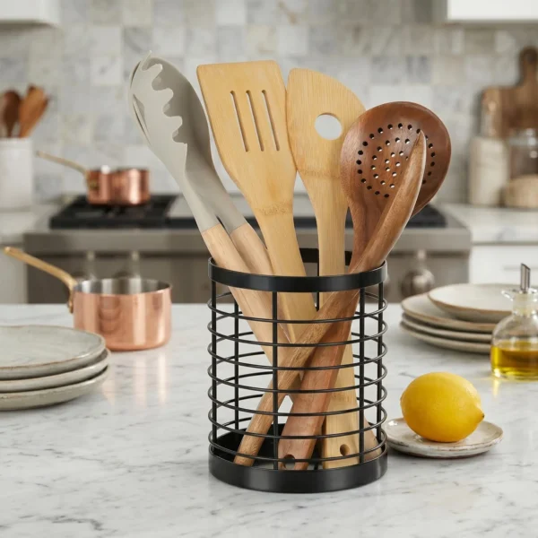 Stainless Steel Kitchen Utensil Holder | Countertop Cooking Tool Crock Organizer