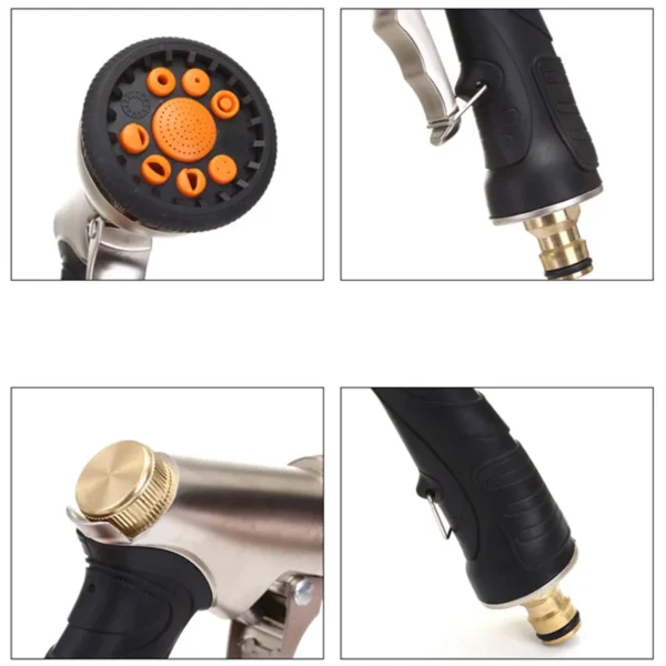 Heavy-Duty Zinc Alloy Garden Hose Nozzle | High-Pressure Spray Gun for Lawn Care & Car Wash
