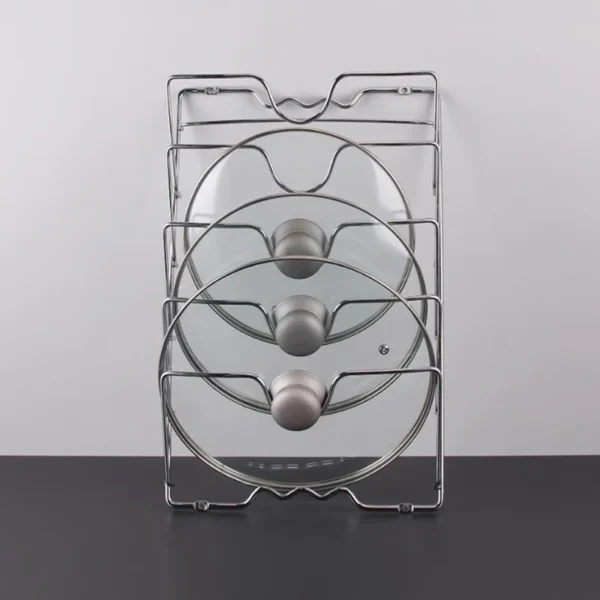 5-Tier Wall Mount Pot Lid Holder | Metal Kitchen Cabinet Organizer Rack