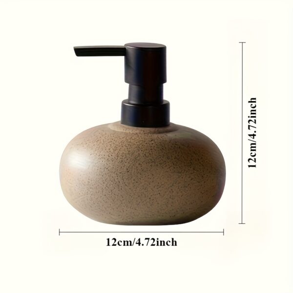 Wabi-Sabi Ceramic Soap Dispenser - Minimalist Refillable Liquid Hand Soap & Lotion Pump, Earthy Stoneware Countertop Cruet for Luxury Bathroom and Kitchen Decor