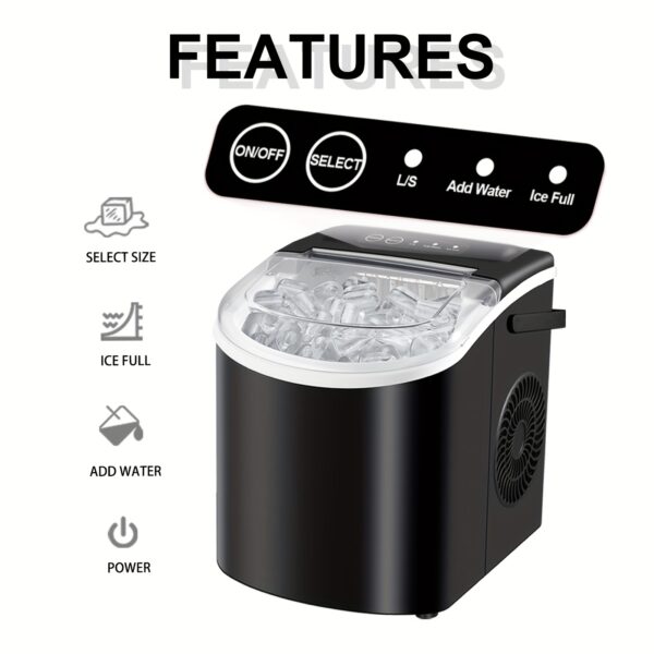 Portable Countertop Ice Maker Machine with Carrying Handle - Fast 6-Minute Bullet Ice Machine, 29 lbs Daily Yield, Compact Automatic Ice Maker with Basket and Scoop for Home Kitchen, Office, and RV