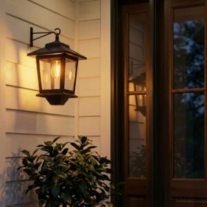 5d8d1ded-de49-4b15-ac35-63adf0c22ed6 Outdoor Solar Wall Lanterns (2-Pack) - Anti-Rust Metal Hanging Solar Sconces with 4 Solar Panels, 3000K Warm White Dusk to Dawn LED Glass Bulb Lights for Porch, Patio, and Garage