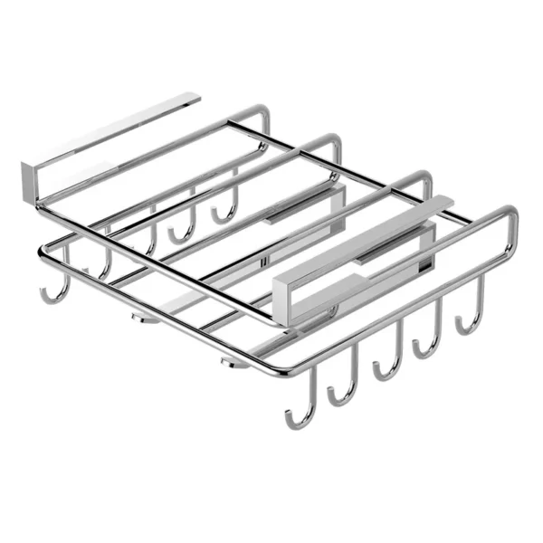 Under-Cabinet Stainless Steel Storage Rack | Mug Holder & Cutting Board Shelf