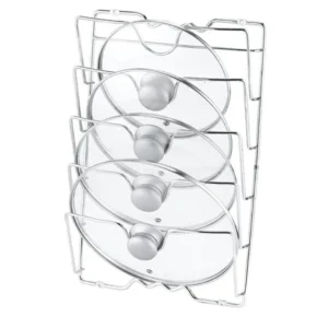 5-Tier Wall Mount Pot Lid Holder | Metal Kitchen Cabinet Organizer Rack