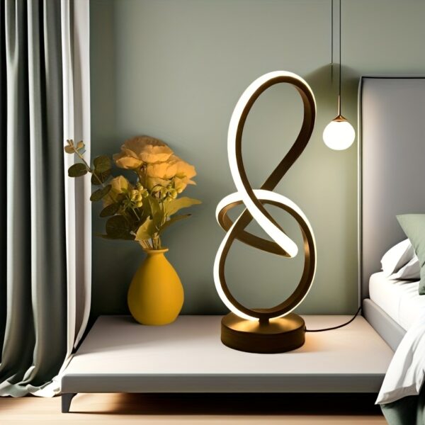 Modern LED Spiral Desk Lamp - Minimalist Twist Loop Table Light with 3 Adjustable Color Temperatures, Plug-in USB Decorative Bedside Accent Lamp for Bedroom, Living Room, and Office
