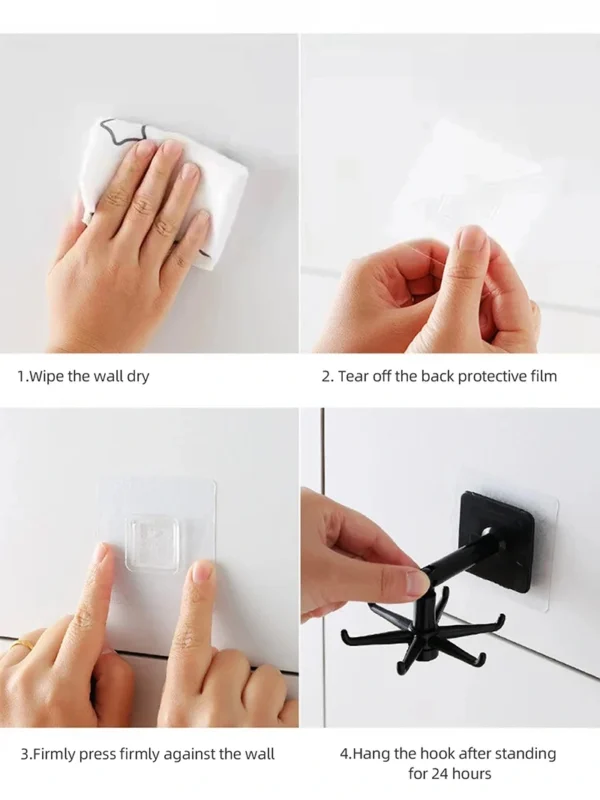 360° Rotating Wall Hook | No-Drilling Seamless Kitchen & Bathroom Storage Rack