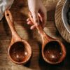 Handcrafted Large Wooden Rice Scoop & Kitchen Measuring Spoon - Premium Solid Wood Grain Cup, Flour Scoop, Multipurpose Water Dipper and Heavy-Duty Soup Ladle for Cooking and Baking