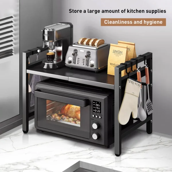 Expandable Microwave Rack Organizer | Heavy-Duty Kitchen Countertop Shelf