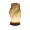Modern Dimmable LED Table Lamp – Minimalist Wavy Accent Nightlight with Wood Base for Bedroom & Living Room