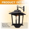Outdoor Solar Wall Lanterns (2-Pack) - Anti-Rust Metal Hanging Solar Sconces with 4 Solar Panels, 3000K Warm White Dusk to Dawn LED Glass Bulb Lights for Porch, Patio, and Garage