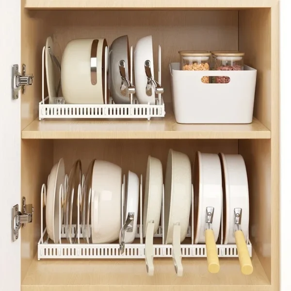 Expandable Pan & Pot Lid Rack | Adjustable Carbon Steel Cookware Organizer