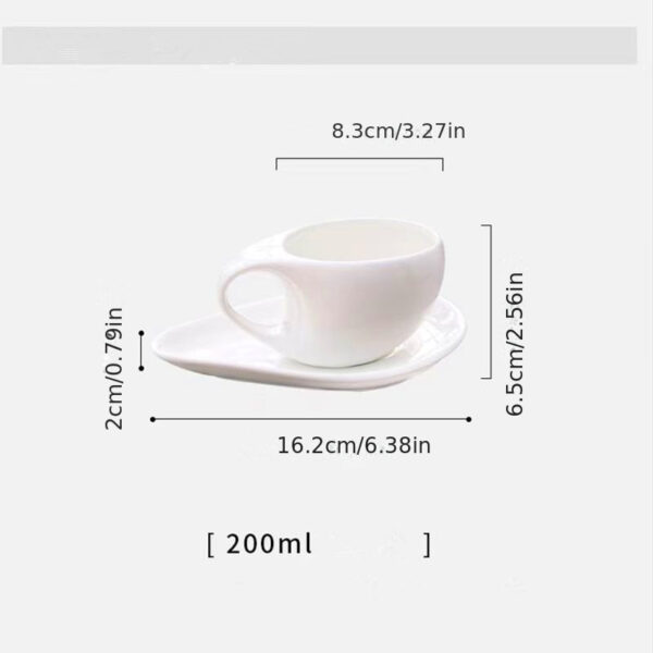 Creative Ceramic Coffee Cup and Saucer Set (200ml) - Modern European Crooked-Style Porcelain Tea Mug, Elegant Asymmetric Espresso & Milk Cup for Luxury Afternoon Tea
