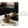 Wabi-Sabi Ceramic Soap Dispenser - Minimalist Refillable Liquid Hand Soap & Lotion Pump, Earthy Stoneware Countertop Cruet for Luxury Bathroom and Kitchen Decor