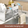 Stainless Steel Kitchen Sink Caddy Organizer | Multi-Functional Sponge Holder, Dish Soap & Rag Drain Rack