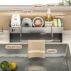 Stainless Steel Kitchen Sink Caddy Organizer | Multi-Functional Sponge Holder, Dish Soap & Rag Drain Rack