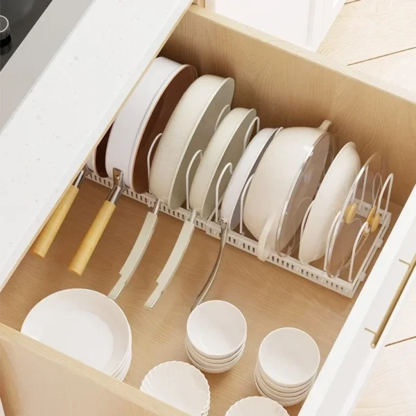 Expandable Pan & Pot Lid Rack | Adjustable Carbon Steel Cookware Organizer