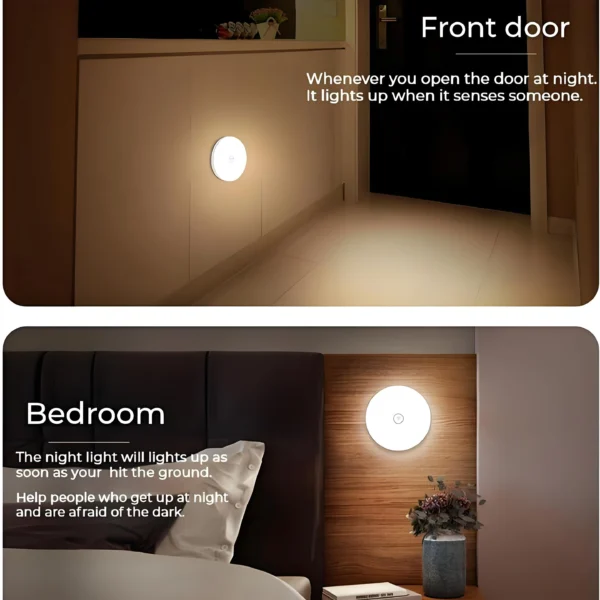 Smart Motion Sensor LED Night Lights (Set of 2) | Rechargeable Magnetic Wireless Wall Lights for Hallways, Closets & Bathrooms