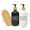 Premium Farmhouse Kitchen Soap Dispenser Set (2-Pack) – Matte Black & White Hand and Dish Soap Bottles with Bamboo Tray