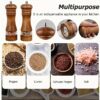Premium Wooden Pepper Grinder and Salt Mill Set (2-Piece) - Manual Refillable Oak Wood Spice Grinders with Clear Acrylic Viewing Window & Adjustable Ceramic Coarseness for Kitchen, BBQ, and Dining Table