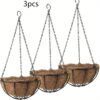 Premium 10-Inch Hanging Planter Basket Set (3-Pack) – Rust-Proof Metal Wire Flowerpots with Natural Coco Liners for Patio, Porch & Balcony