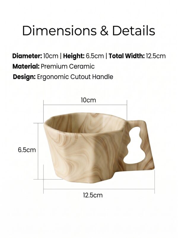 Creative Irregular Ceramic Coffee Mug – Stylish Marble Ink Wash Espresso & Latte Cup with Textured Handle