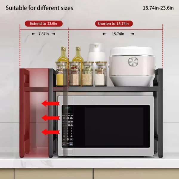 Expandable Microwave Rack Organizer | Heavy-Duty Kitchen Countertop Shelf