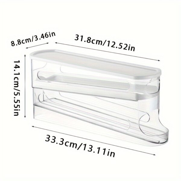 Automatic Rolling Egg Dispenser for Fridge - Double-Layer Space-Saving Fridge Door Egg Storage Box, Clear Plastic Gravity-Fed Egg Holder Rack Organizer for Kitchen Countertop and Refrigerator