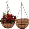 Premium 10-Inch Hanging Planter Basket Set (3-Pack) – Rust-Proof Metal Wire Flowerpots with Natural Coco Liners for Patio, Porch & Balcony