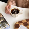 Creative Irregular Ceramic Coffee Mug – Stylish Marble Ink Wash Espresso & Latte Cup with Textured Handle