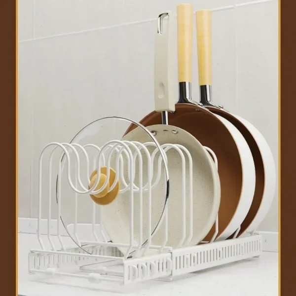 Expandable Pan & Pot Lid Rack | Adjustable Carbon Steel Cookware Organizer