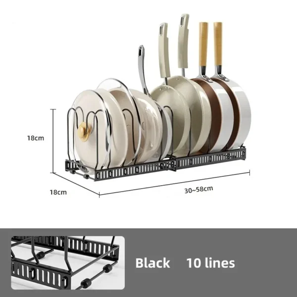 Expandable Pan & Pot Lid Rack | Adjustable Carbon Steel Cookware Organizer
