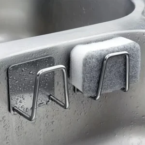 2-Pack Stainless Steel Sink Sponge Holder | Self-Adhesive Wall Drying Rack Hook