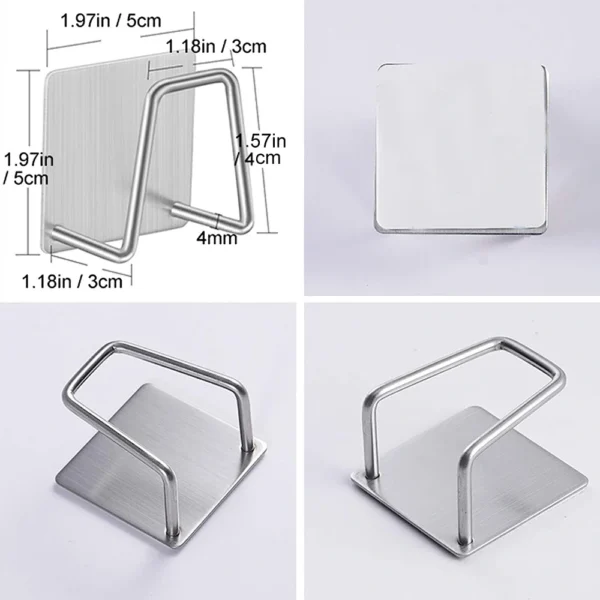 2-Pack Stainless Steel Sink Sponge Holder | Self-Adhesive Wall Drying Rack Hook