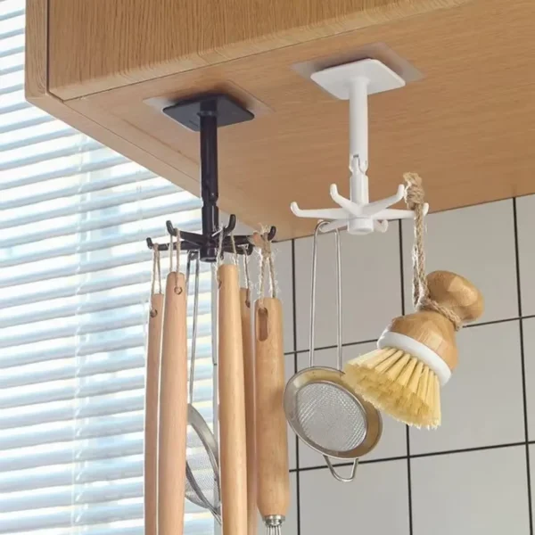 360° Rotating Wall Hook | No-Drilling Seamless Kitchen & Bathroom Storage Rack