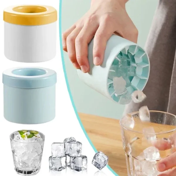 Silicone Cylinder Ice Cube Mold Cup | Easy-Release Portable Ice Bucket