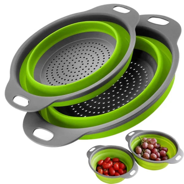 2-Piece Collapsible Silicone Kitchen Colander Set