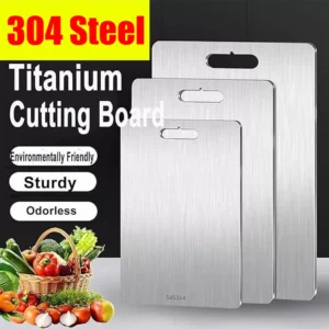 304 Stainless Steel Cutting Board with Handle – Hygienic Dual-Sided Prep Board