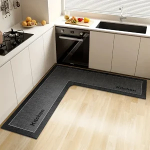 Premium L-Shaped Kitchen & Bathroom Mat – Ultra-Absorbent Non-Slip Diatom Floor Runner