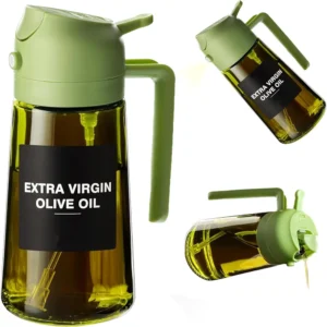 1 Premium 2-in-1 Glass Oil Sprayer & Dispenser | 470ml Cooking Oil Bottle