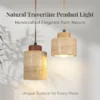 Natural Travertine Stone Pendant Light - Wabi-Sabi Modern Hanging Ceiling Fixture for Bedside & Dining
