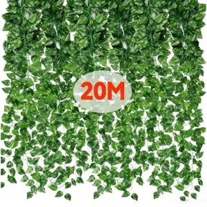 Artificial Ivy Leaf Garland Pack - Realistic Green Hanging Vine Plants for Wall, Garden, & Event Decor