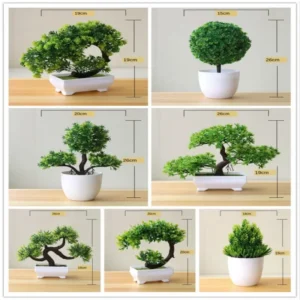 1 Mini Artificial Potted Bonsai Tree - Artificial Greenery Tabletop Decor