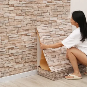 1 3D Self-Adhesive Brick Wall Roll - Waterproof Peel and Stick Foam Wallpaper