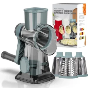 3-in-1 Rotary Cheese Grater & Vegetable Slicer | Hand Crank Mandoline