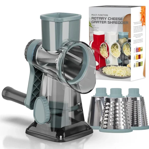 3-in-1 Rotary Cheese Grater & Vegetable Slicer | Hand Crank Mandoline