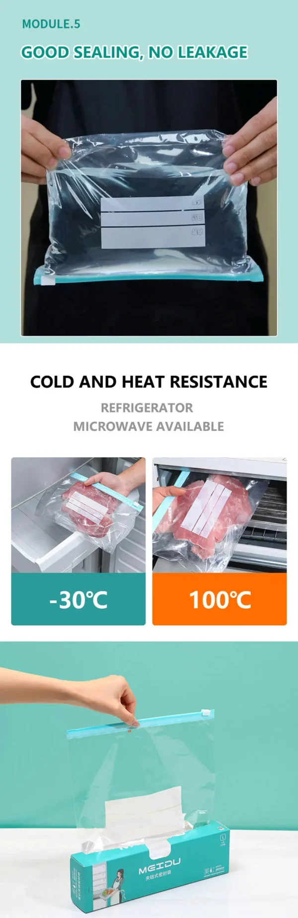 10 Reusable Stand-Up Slider Storage Bags - Leakproof Freezer & Food Organizer Pouches