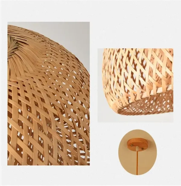 Hand-Woven Bamboo Pendant Light - Natural Rattan Chandelier Shade for Dining & Living Room