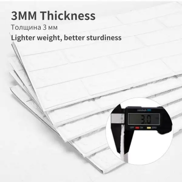 3D Self-Adhesive Brick Wall Roll - Waterproof Peel and Stick Foam Wallpaper